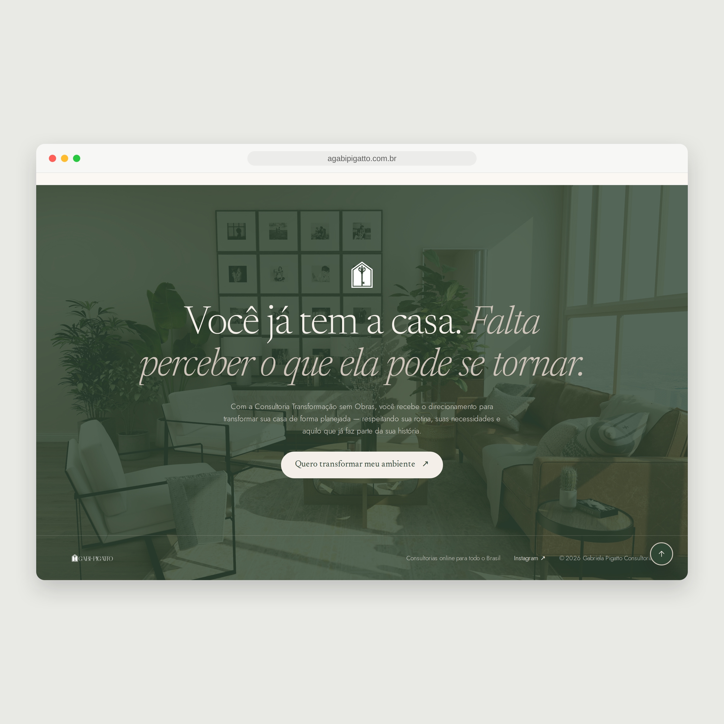 Chamada final com um único botão na landing page Gabi Pigatto