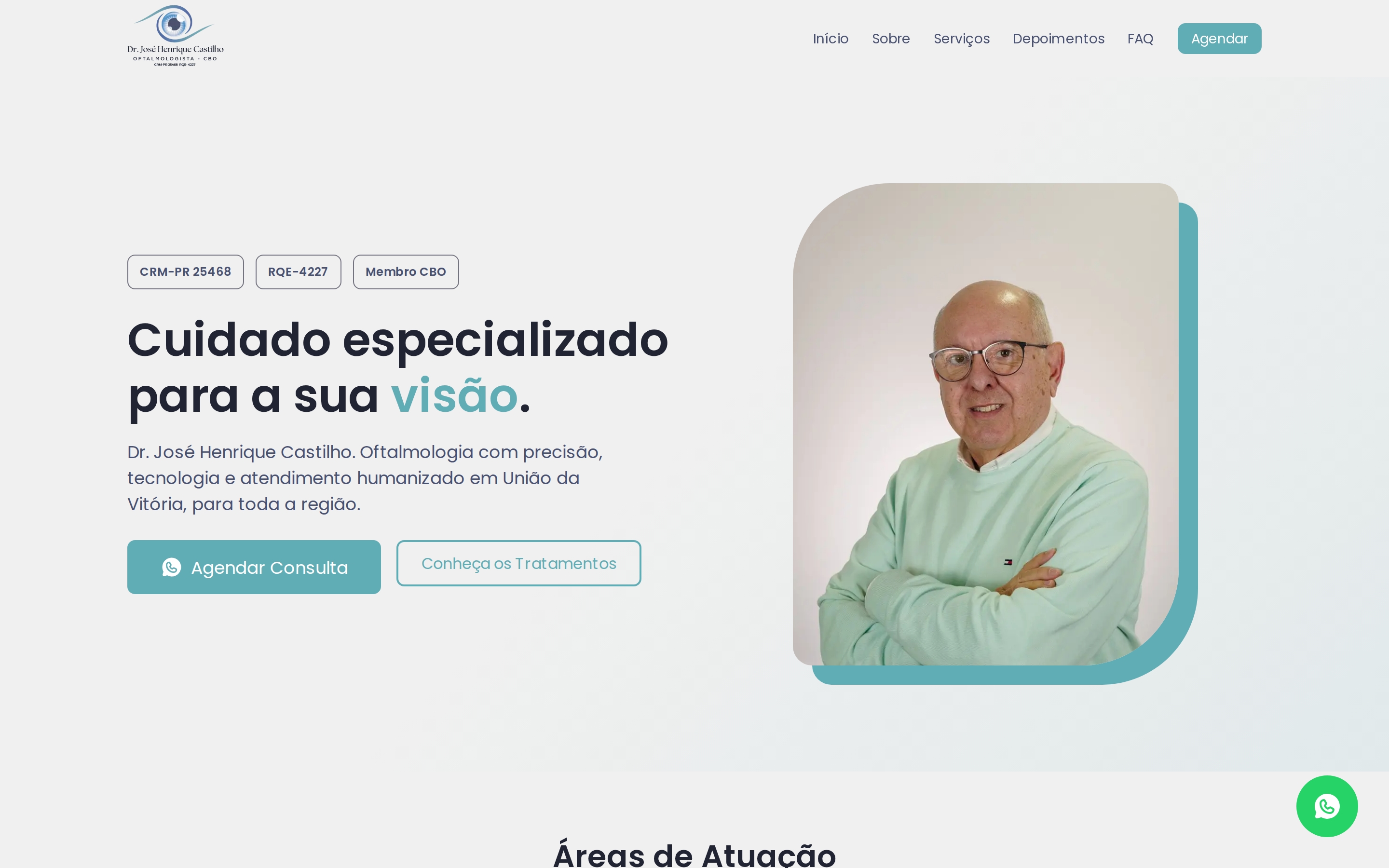 Primeira tela do site de Dr. José Henrique Castilho