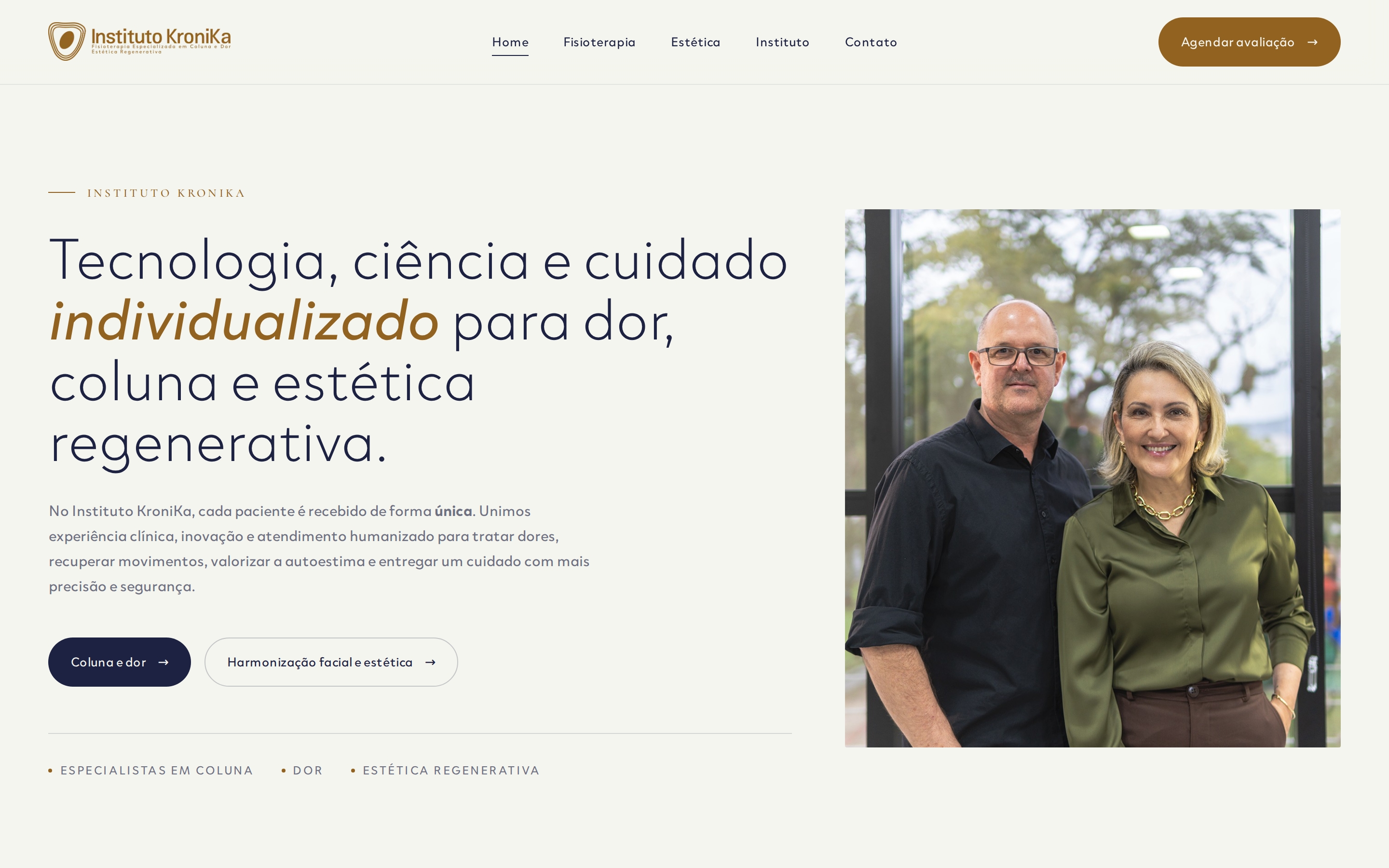 Primeira tela do site de Instituto KroniKa