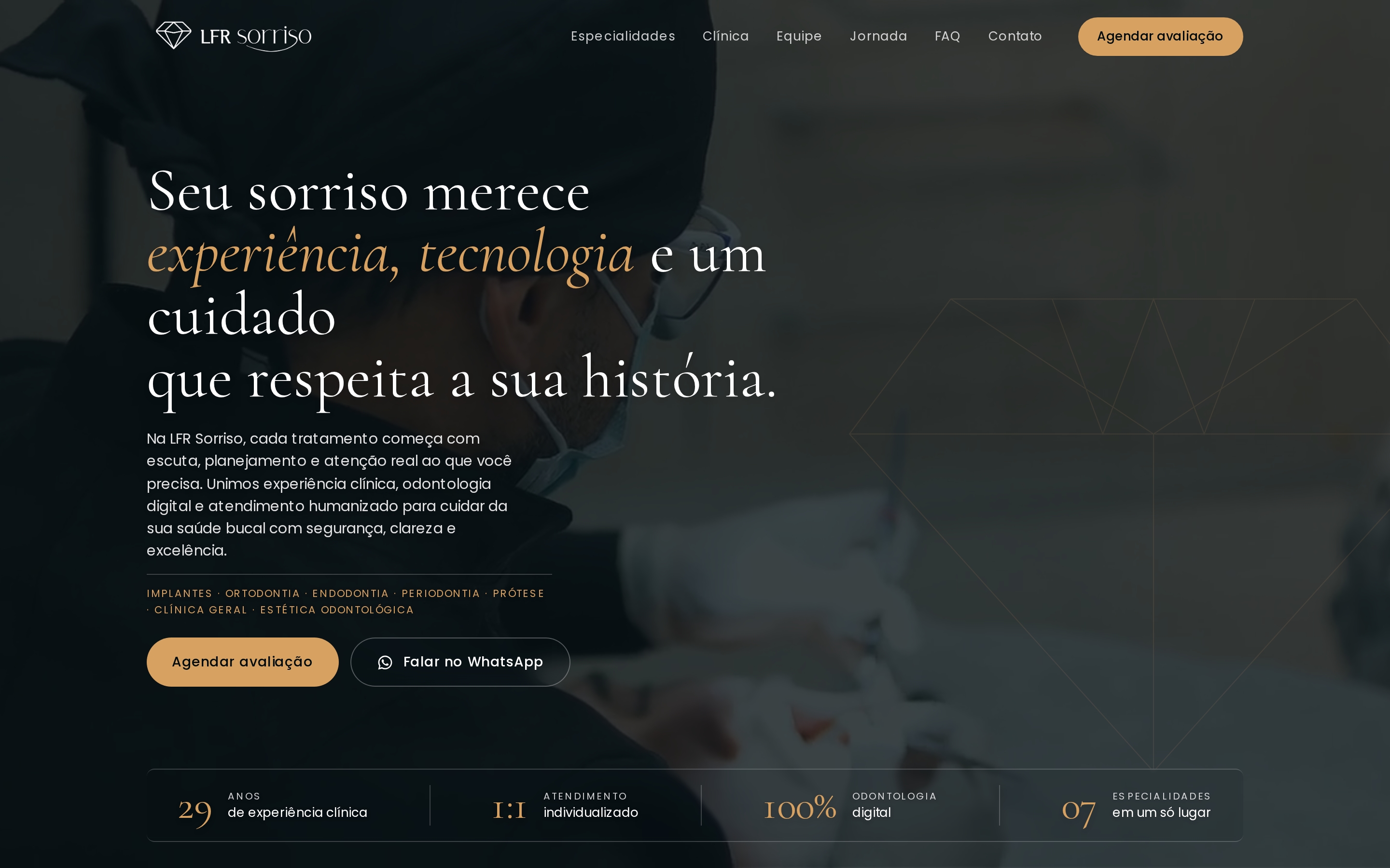 Primeira tela do site de LFR Sorriso